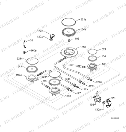 Взрыв-схема плиты (духовки) Electrolux EHG6423X - Схема узла Functional parts 267